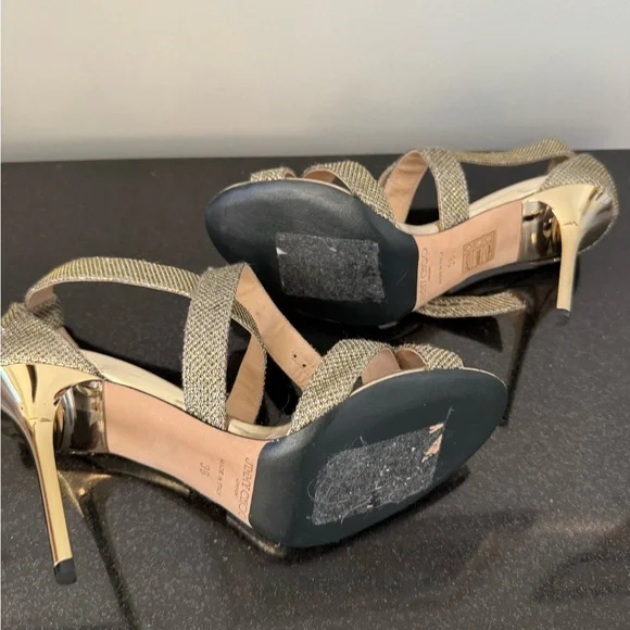Jimmy Choo Glittering Gold Strappy Heels - Picture 3 of 3